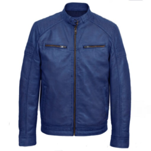 Cobalt Blue Mens Motorbike Leather Jacket