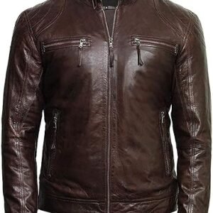 Men Brown Leather Jacket- Effortless Style
