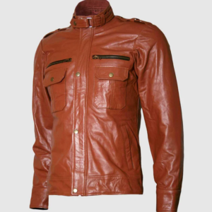 Men’s Casual Stylish Brown Leather Biker Jacket