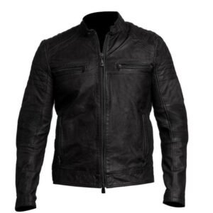 Mens Biker Vintage Black Leather Jacket