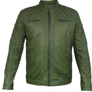 Men's New Leather Jacket coat biker zip up