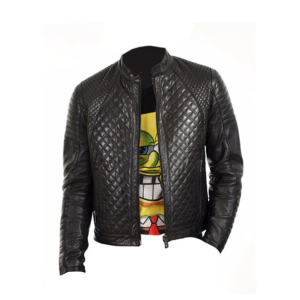 Men’s Night Black Quilted Leather Biker Jacket