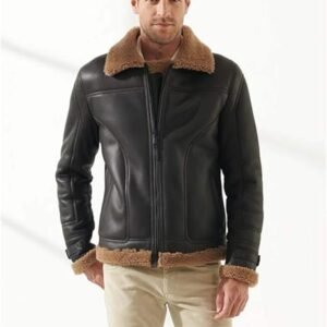Men's Shearling Black Leather Jacket