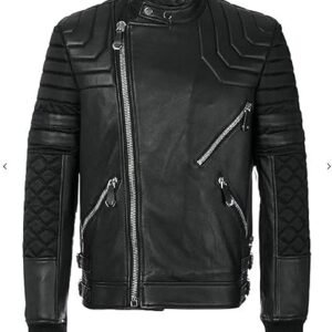 Men’s Side Zipped Black Motorbike Leather Jacket