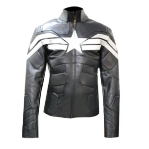 Mens Captain America Black Leather Jacket