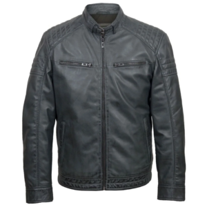 Charcoal Black Leather Jacket For Men